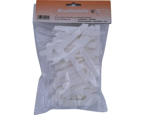 Kunststof Wig Wit 1 Mm, Zak 50 Stuks 1 Kunststof Wig Wit 1 Mm, Zak 50 Stuks