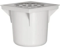 MARTENS Vloerput, Rvs/ Wit ABS-kunststof, Onderuitloop, 20 X 20 Cm